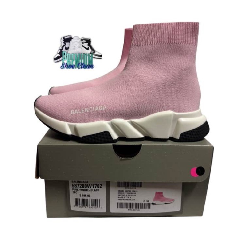 Balenciaga Speed Trainers Runner Mid Top Platform Sneakers Pink -US 8 Pink White